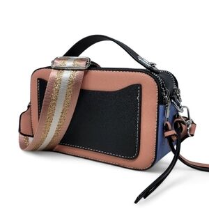 Rose Gold, Blue, and Black Colorblock Camera Crossbody
